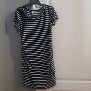 Black and white striped maternity dress
